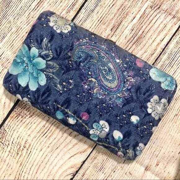 Vintage‎ Y2K Blue Floral Snap Closure Wallet - Picture 4 of 5